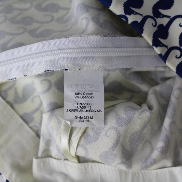 J Crew Mini Skirt with pockets size 0 cute seahorse print white navy - Picture 8 of 9